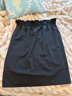 Albion Black Sporty Pencil Skirt with gold zipper details size L (Tall)
